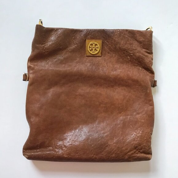 Tory Burch Louisa Leather Messenger Bag Crossbody Purse Womens Brown Leather - Picture 6 of 14
